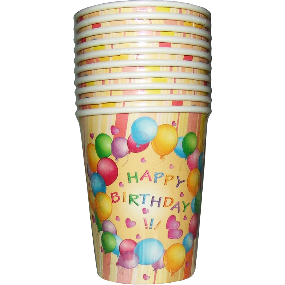 Set pahare Party, carton, 250 ml, 7.5 x 9.2 x 5.5 cm, multicolor, 10 buc