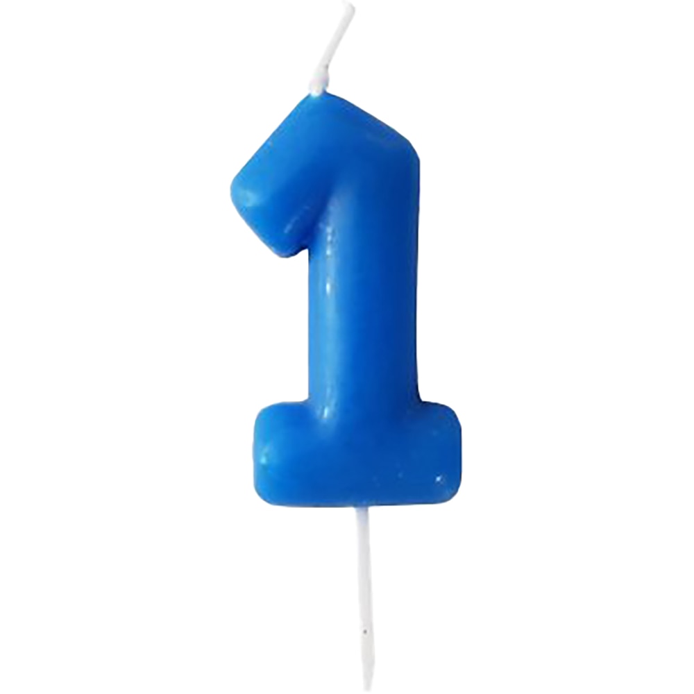 Lumanare aniversara Cifra, unicolor, rosu/albastru, 1 buc