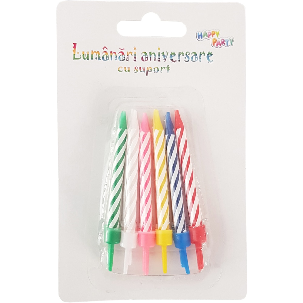 Lumanari aniversare cu suport, 6 buc