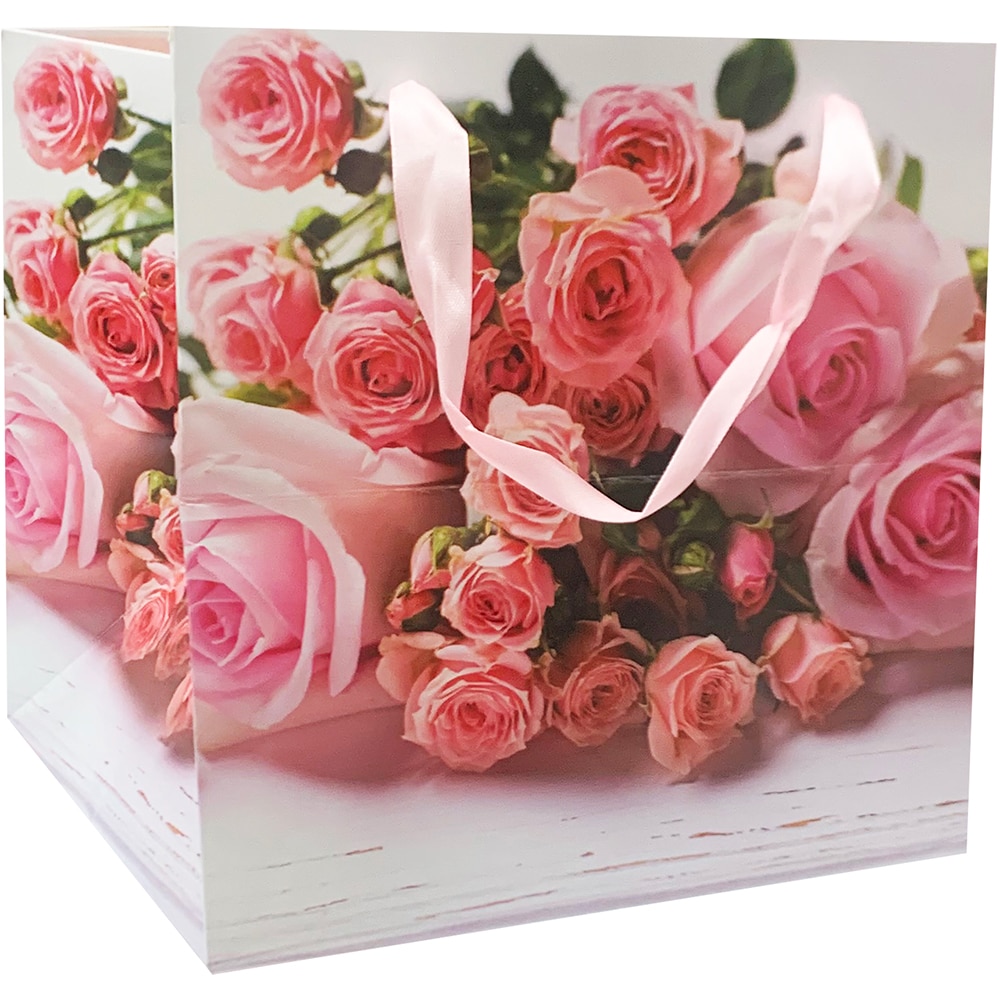 Punga cadou model flori, alb-roz