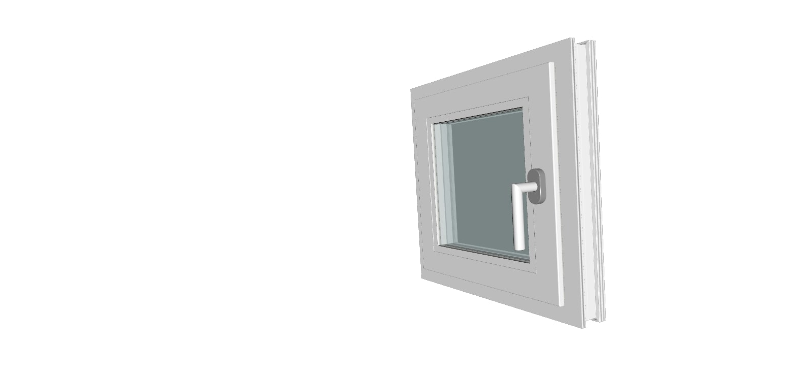 Fereastra termopan PVC, geam Clar + Low-E, alb, 5 camere, 56 x 56 cm, stanga, dubla deschidere, oscilobatanta Gealan