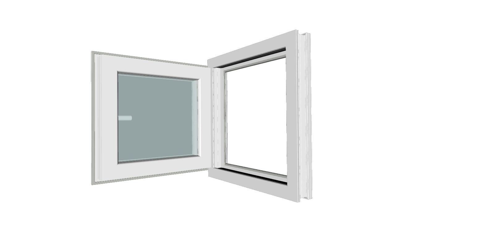 Fereastra termopan PVC, geam Clar + Low-E, alb, 5 camere, 56 x 56 cm, stanga, dubla deschidere, oscilobatanta Gealan