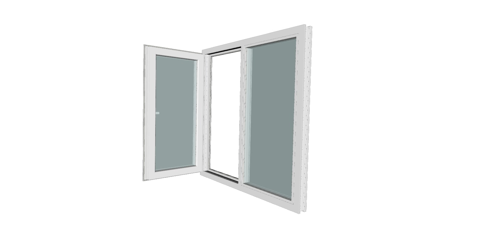 Fereastra termopan PVC, geam Clar + Low-E, alb, 5 camere, 116 x 116 cm, stanga, dubla deschidere, fixa + oscilobatanta  Gealan