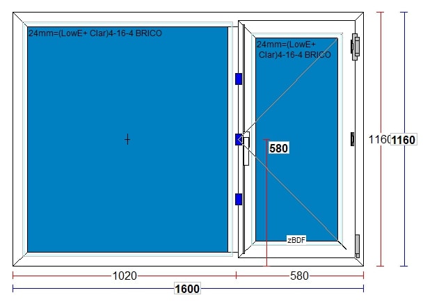 Fereastra termopan PVC, geam Clar + Low-E, alb, 5 camere, 160 x 116 cm, dreapta, simpla deschidere  • Gealan