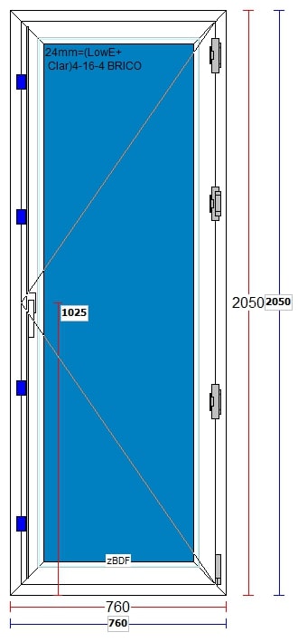 Usa termopan PVC interior/exterior, batanta, cu geam, 5, alb, dreapta, simpla deschidere, 76 x 205 cm