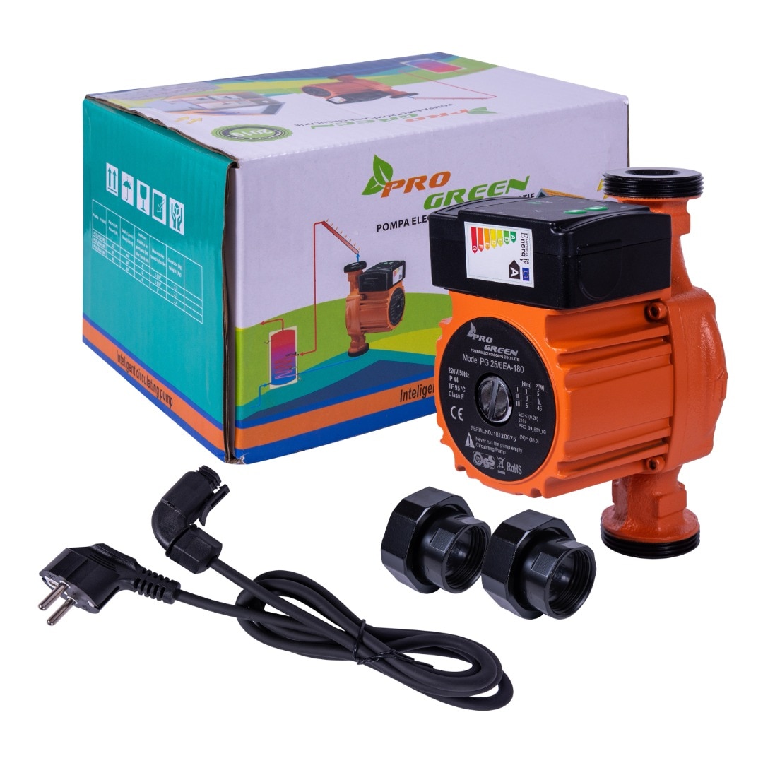 Pompa recirculare GreenPro PG 25/6EA-180, 10 Bar, 45W, ax 180 mm