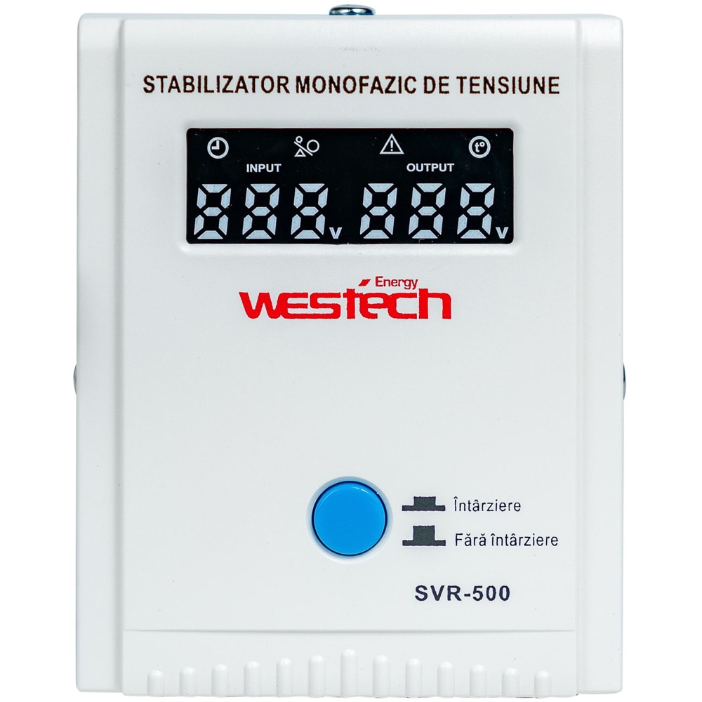 Stabilizator monofazic de tensiune cu releu Westech SVR-500 V2, 500VA (375W)