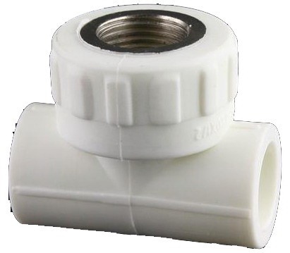 Teu plastic cu filet interior, diametru 25 mm, racord 1/2 alb