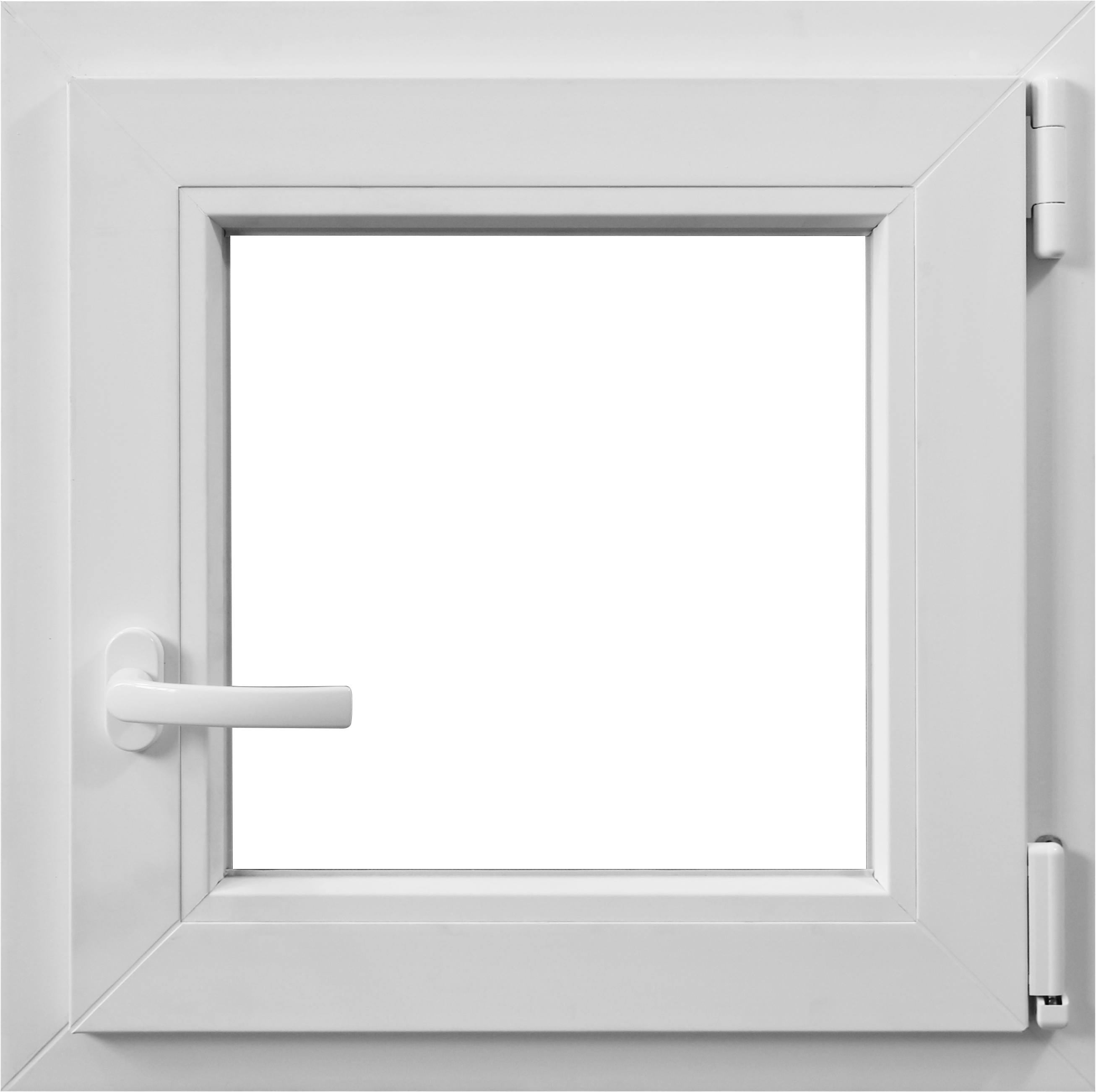 Fereastra termopan PVC, geam Float + Low-E, alb, 4 camere, 56 x 56 cm, dreapta, simpla deschidere, batanta Aplast