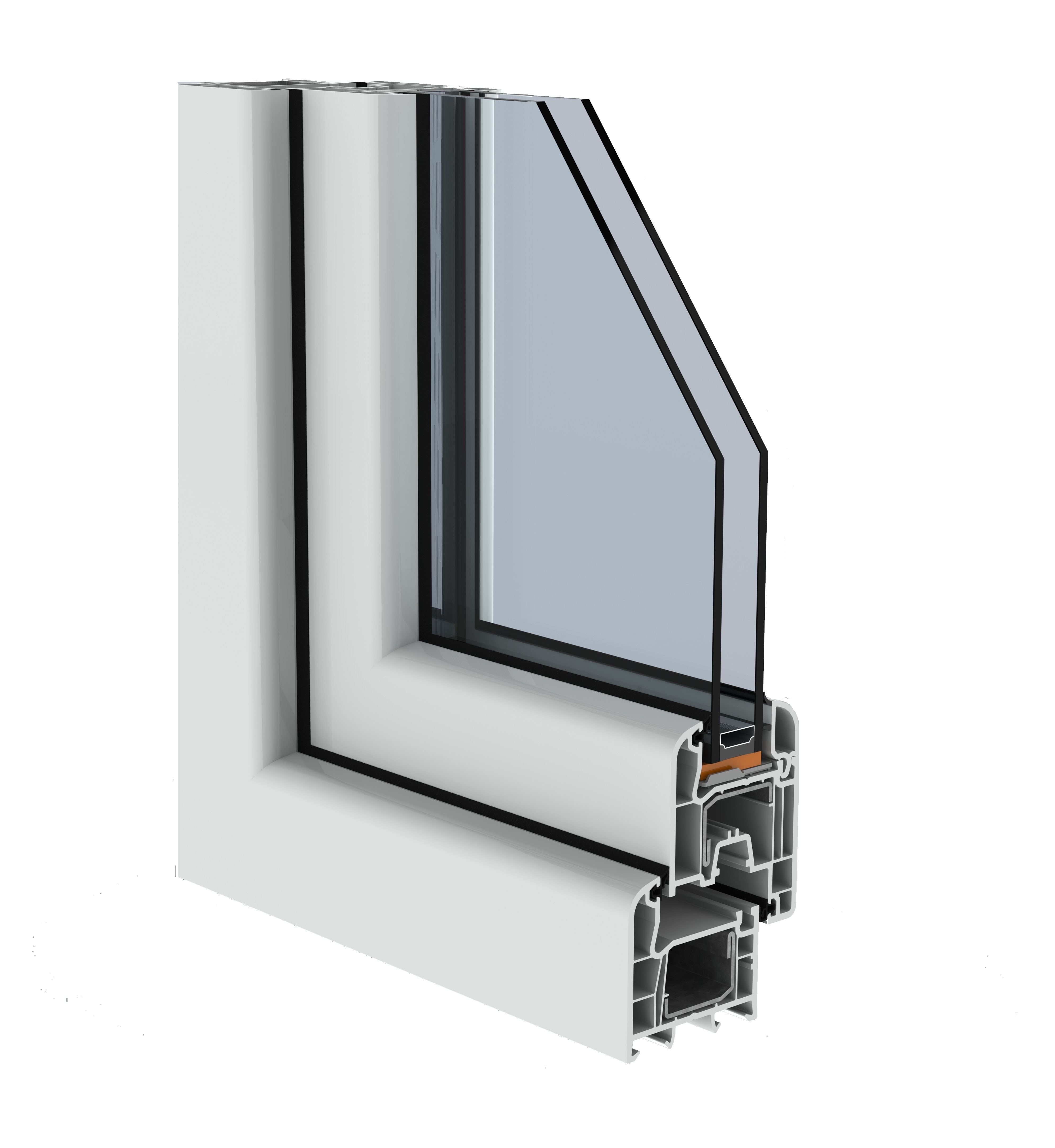 Fereastra termopan PVC, geam Float + Low-E, alb, 4 camere, 76 x 116 cm, stanga, dubla deschidere, oscilobatanta  Aplast