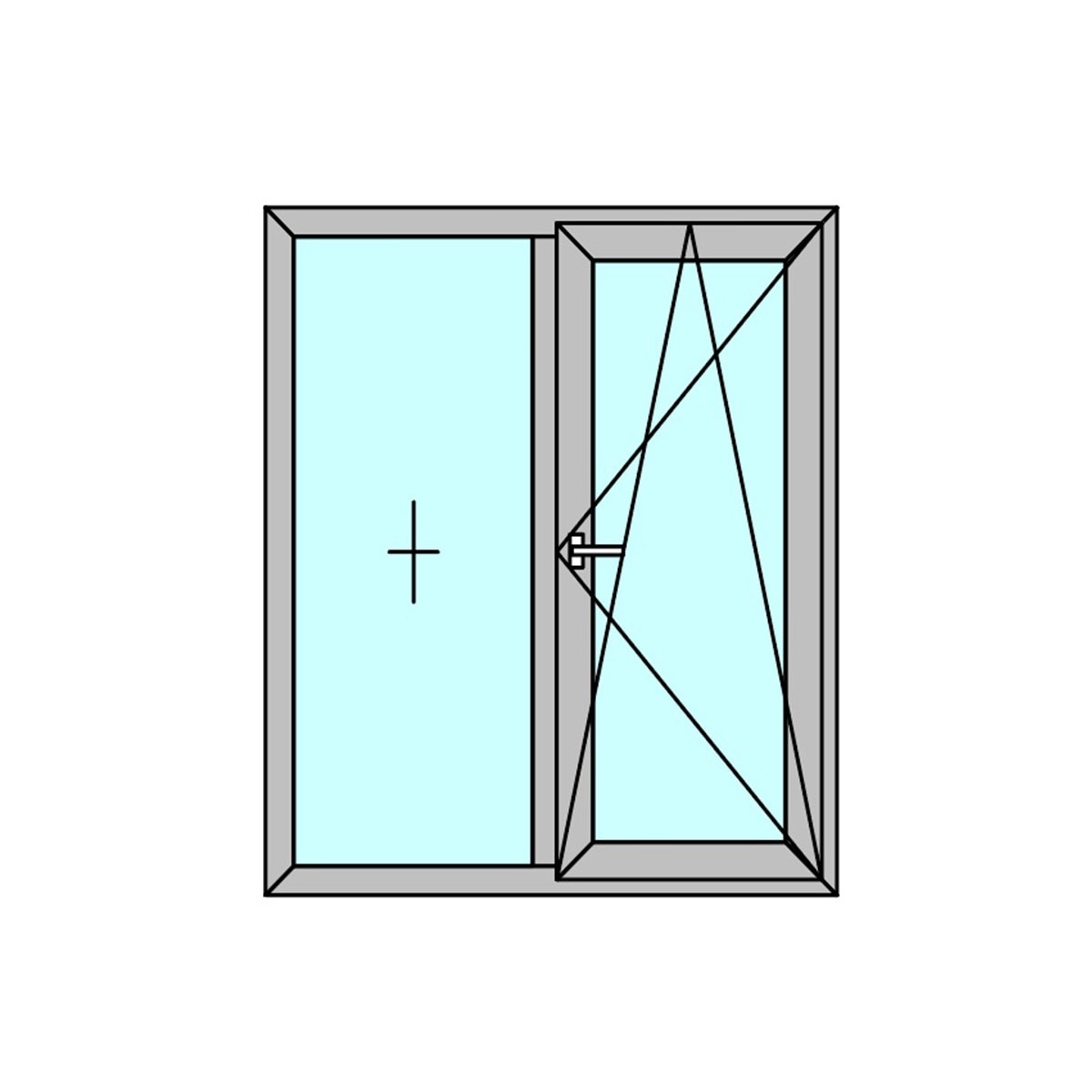 Fereastra termopan PVC, geam Float + Low-E, alb, 4 camere, 116 x 116 cm, dreapta, dubla deschidere, fixa + oscilobatanta • Aplast