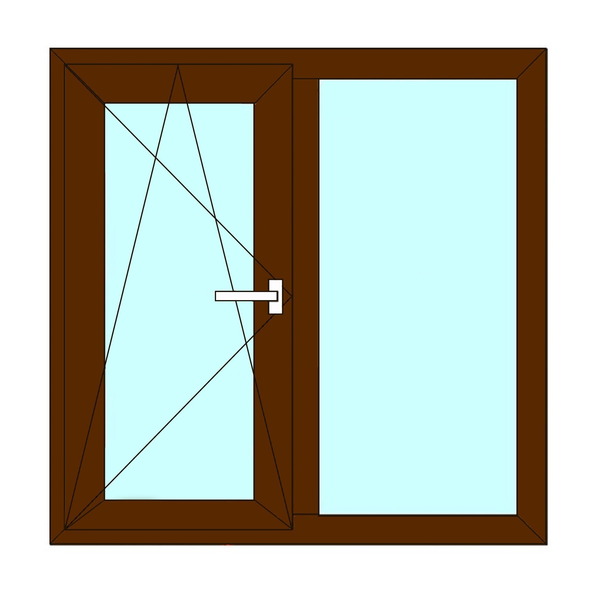 Fereastra termopan PVC, geam Float + Low-E, nuc, 6 camere, 156 x 116 cm, stanga, dubla deschidere, fixa + oscilobatanta Aplast