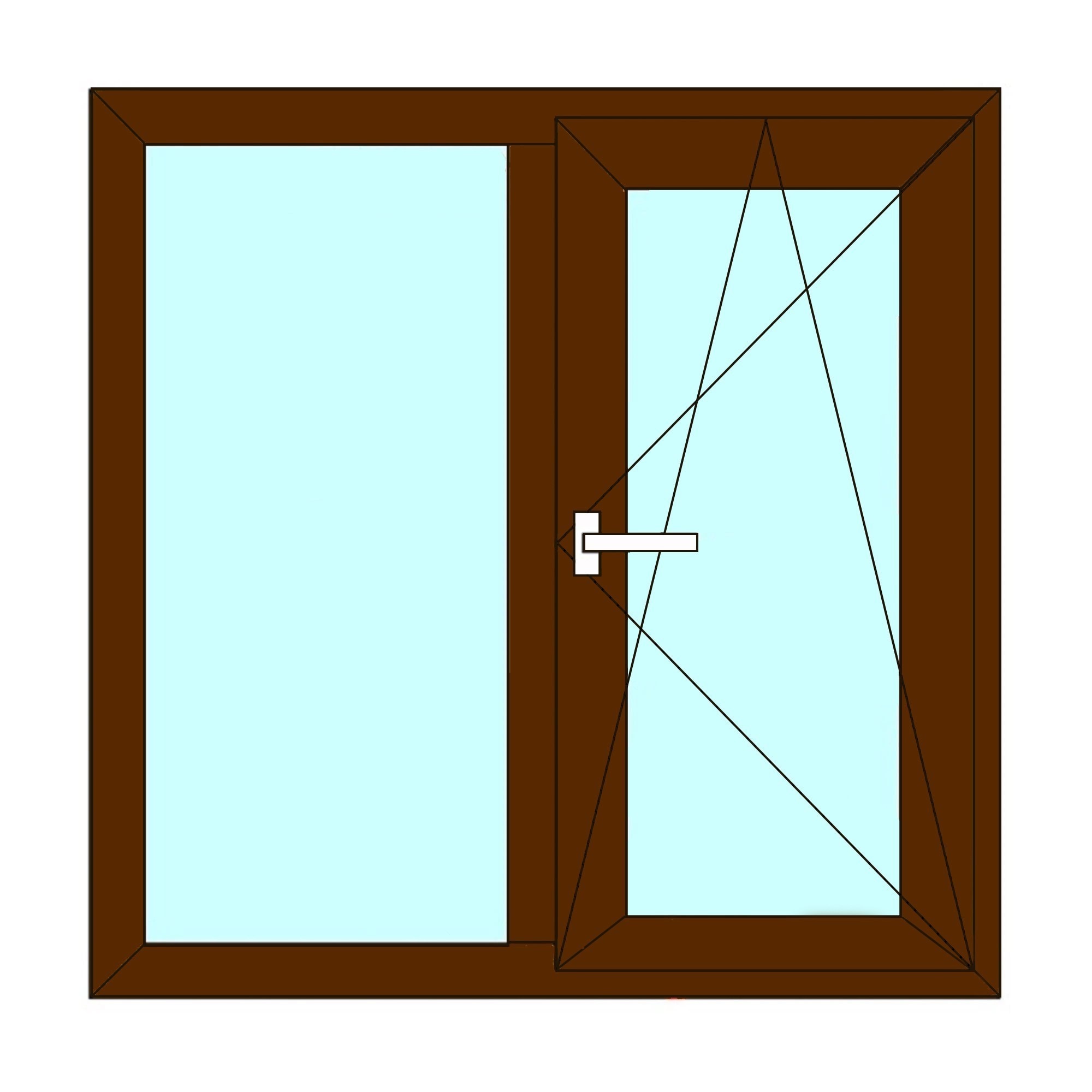 Fereastra termopan PVC, geam Float + Low-E, nuc, 6 camere, 156 x 116 cm, dreapta, dubla deschidere, fixa + oscilobatanta  Aplast