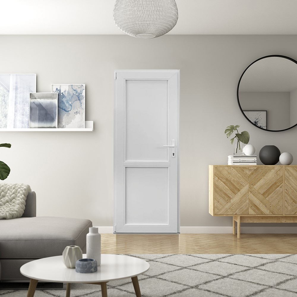 Usa termopan PVC exterior, batanta, plina, 4 C, alb, dreapta, simpla deschidere, 78 x 205 cm  Aplast