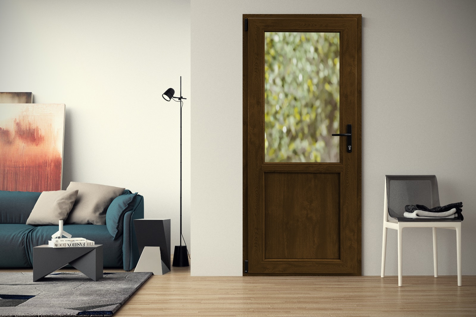 Usa PVC, nuc, 6 camere, 88 x 205 cm, dreapta