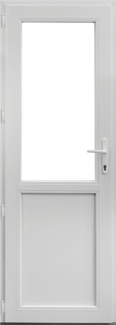 Usa termopan PVC exterior, batanta, cu geam, 4 C, 2/3, alb, stanga, simpla deschidere, 88 x 195 cm  Aplast