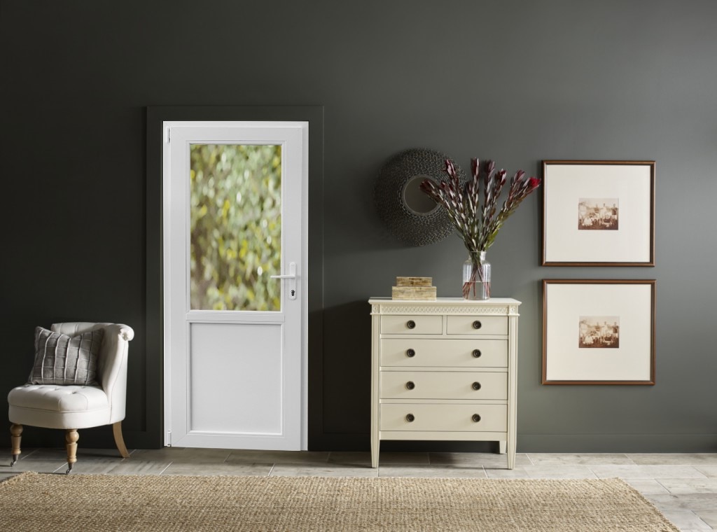 Usa termopan PVC exterior, batanta, cu geam, 4 C, 2/3, alb, dreapta, simpla deschidere, 88 x 195 cm Aplast