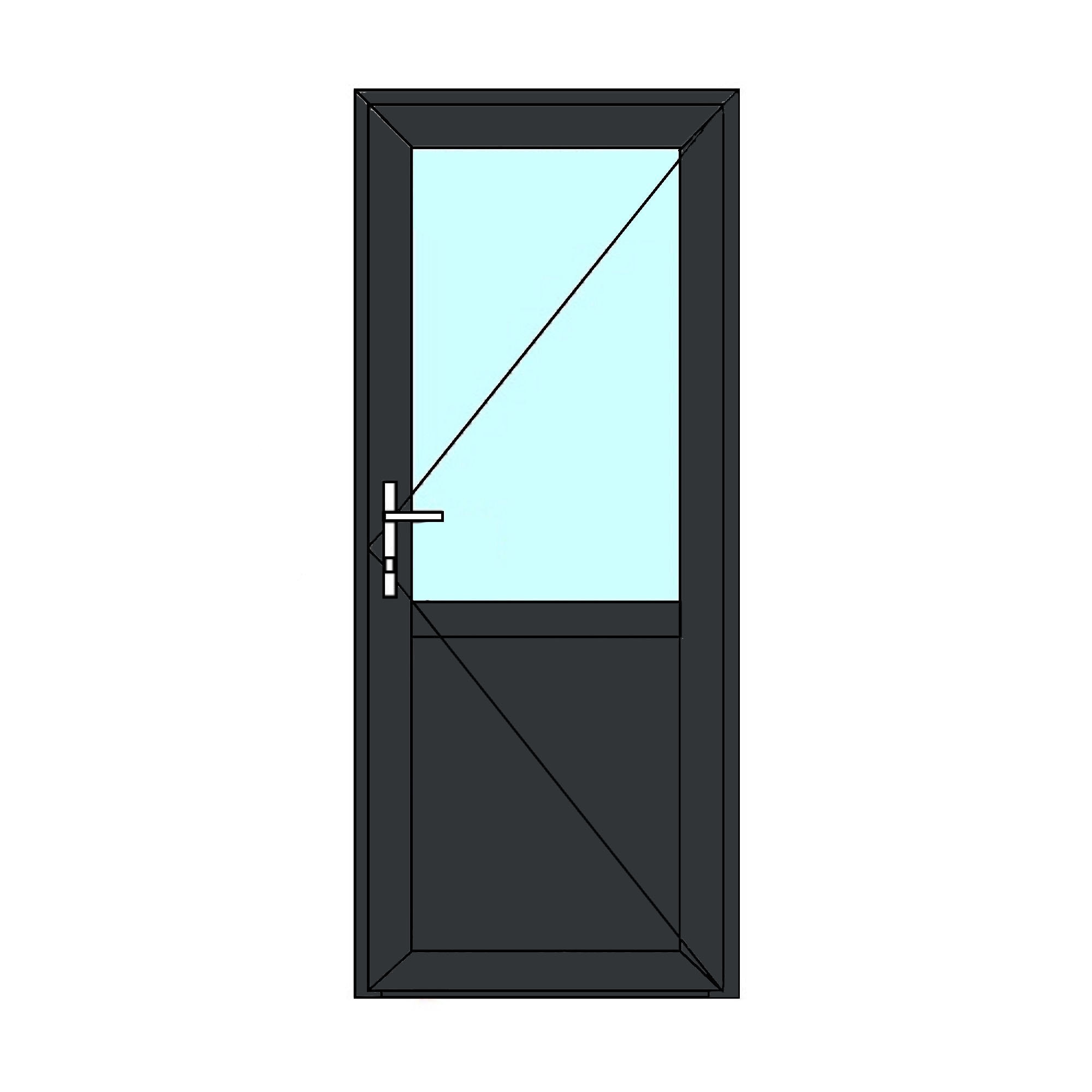 Usa termopan PVC exterior, batanta, cu geam, 5 C, 2/3, gri, stanga, simpla deschidere, 86 x 204 cm  Aplast