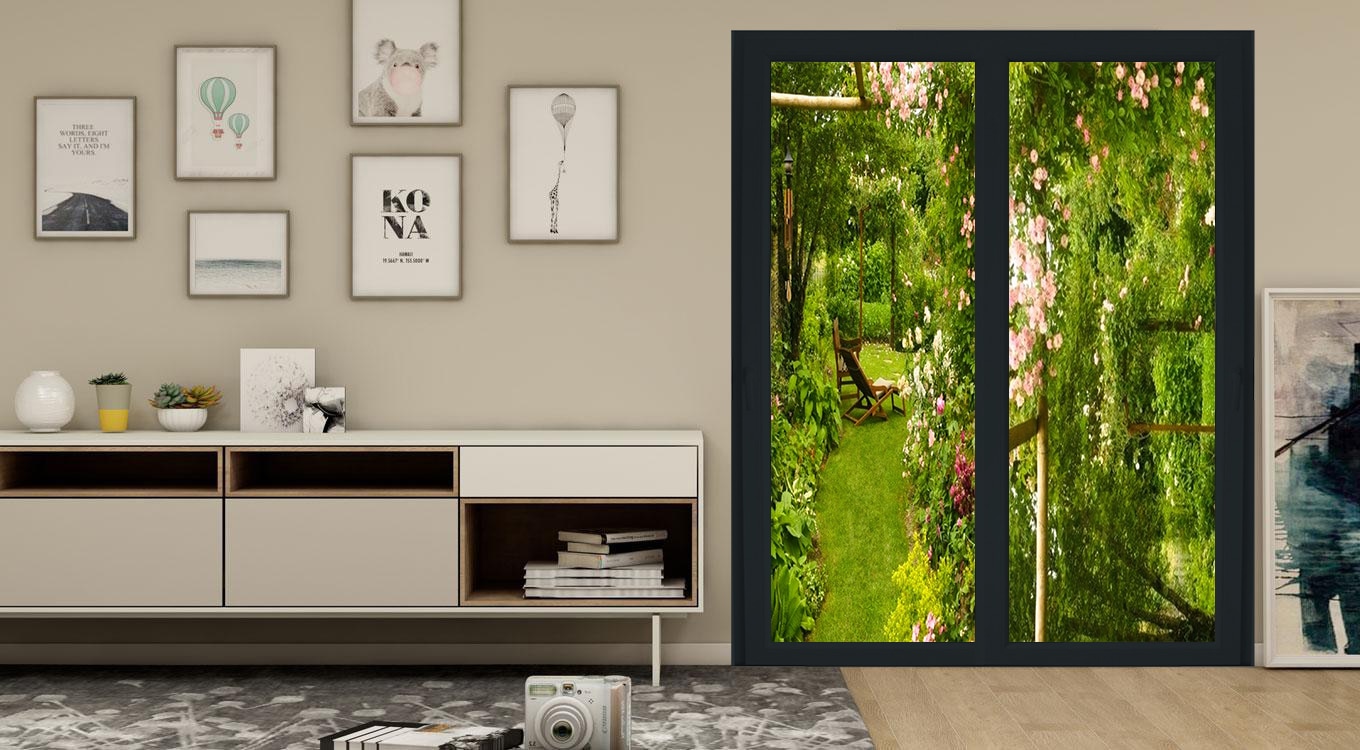 Usa termopan PVC exterior, glisanta, cu geam, 5 C, gri, dreapta, simpla deschidere, 200 x 180 cm  Aplast