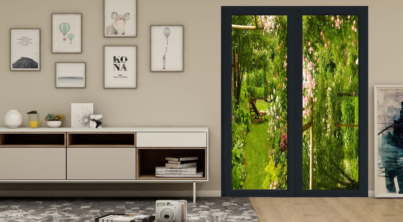 Usa termopan PVC exterior, cu geam, 6 C, gri, dreapta, simpla deschidere, 205 x 140 cm  Aplast