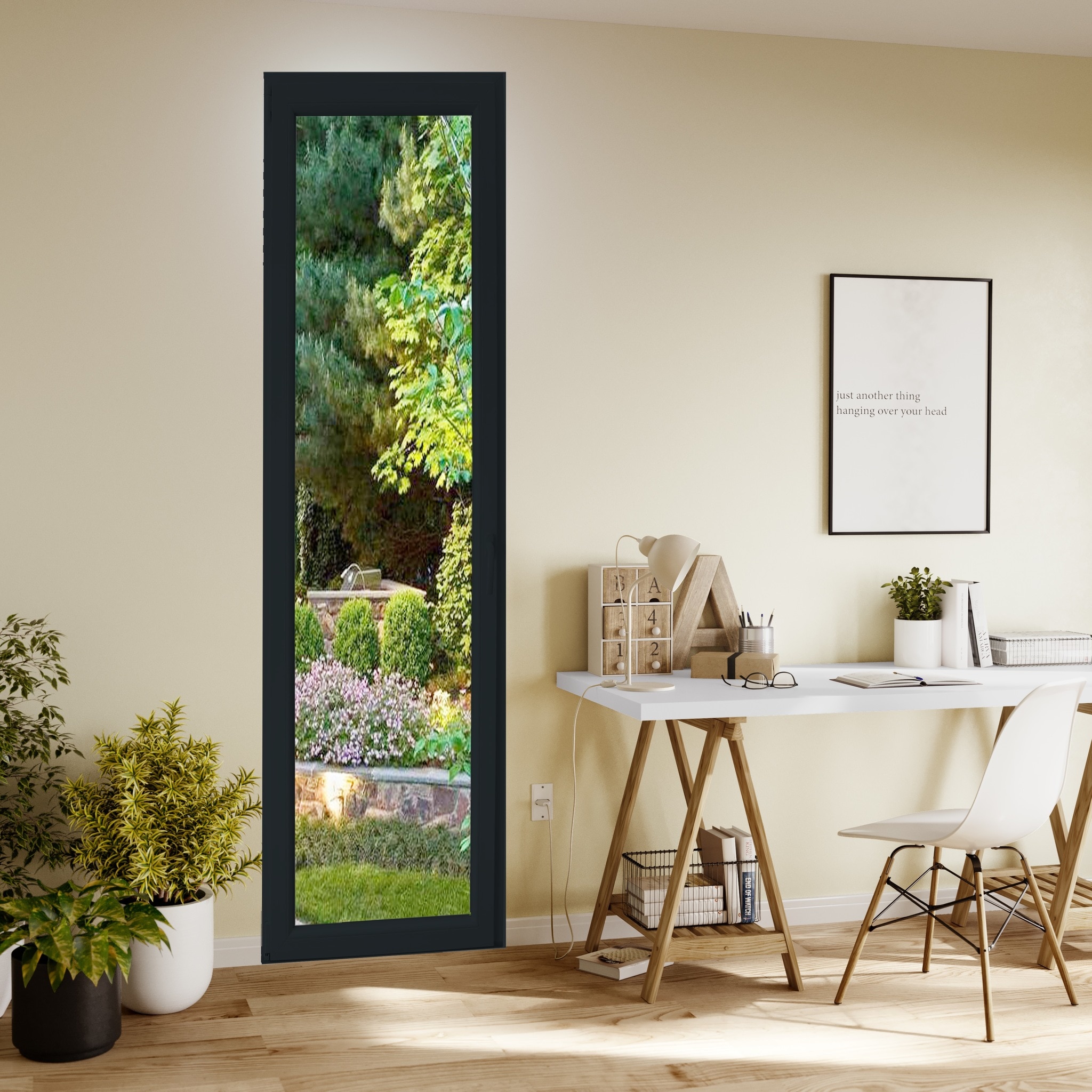 Usa termopan PVC exterior, batanta, cu geam, 6 C, gri, stanga, simpla deschidere, 205 x 76 cm  Aplast