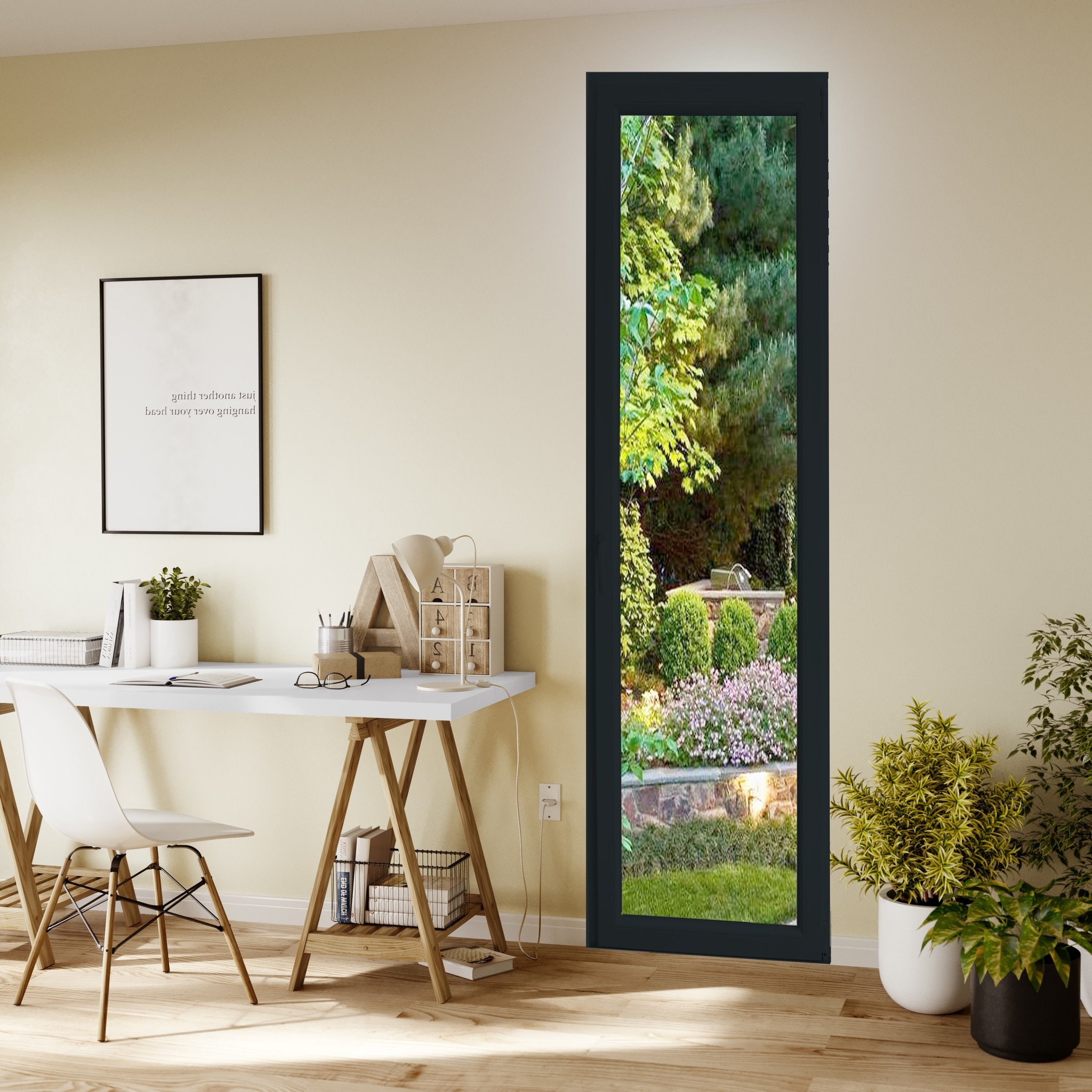 Usa termopan PVC exterior, batanta, cu geam, 6 C, gri, dreapta, simpla deschidere, 205 x 76 cm  Aplast