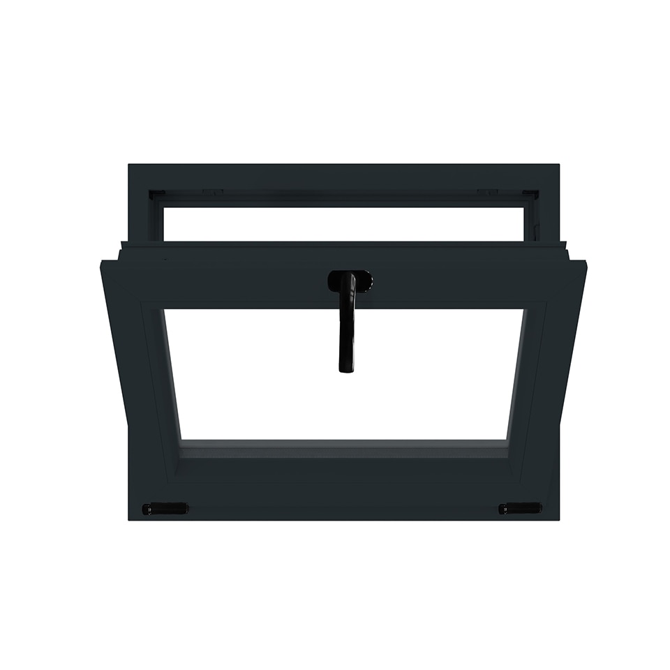 Fereastra termopan PVC, geam Float + Low-E, gri, 6 camere, 76 x 56 cm, simpla deschidere, oscilanta Aplast