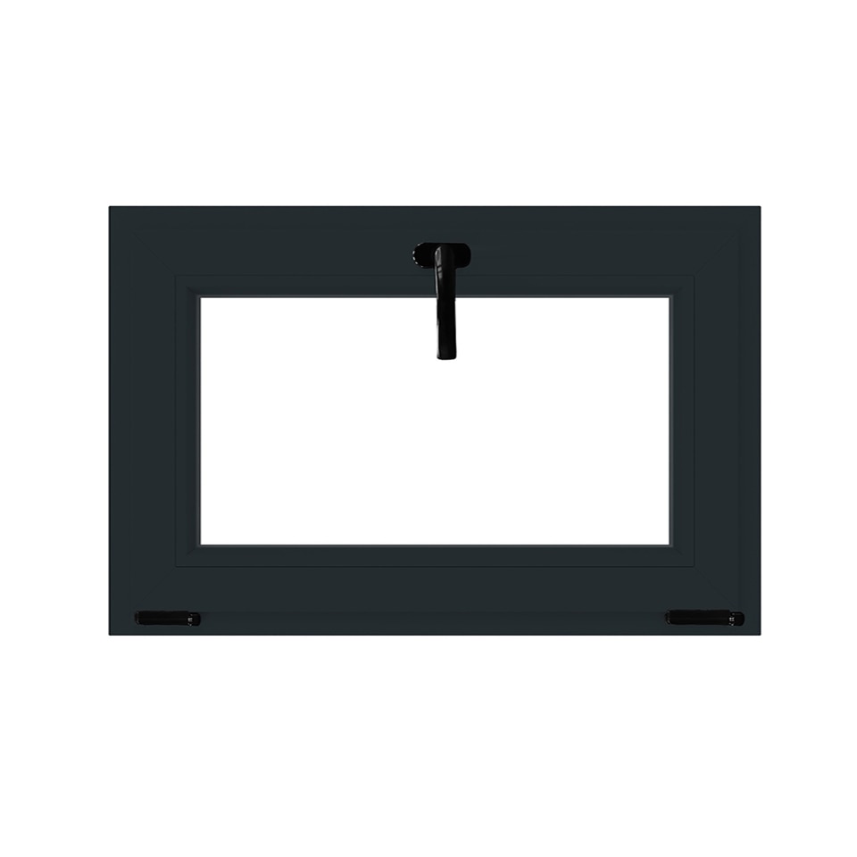 Fereastra termopan PVC, geam Float + Low-E, gri, 6 camere, 96 x 56 cm, simpla deschidere, oscilanta Aplast