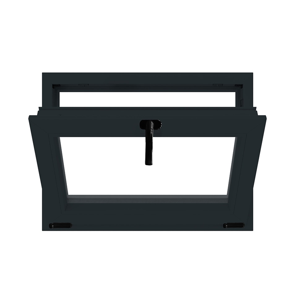 Fereastra termopan PVC, geam Float + Low-E, gri, 6 camere, 96 x 56 cm, simpla deschidere, oscilanta Aplast