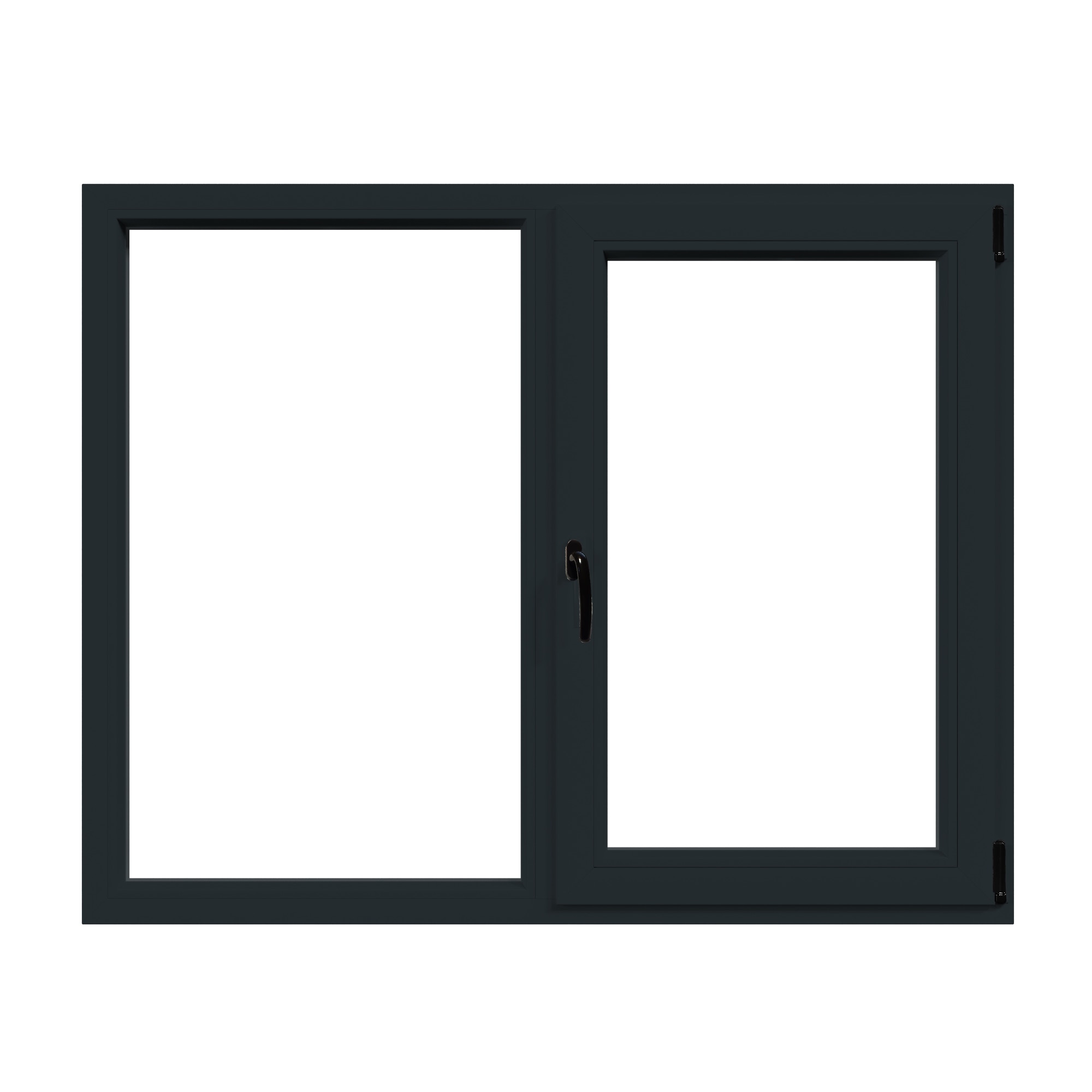 Fereastra termopan PVC, geam Float + Low-E, gri, 6 camere, 116 x 146 cm, stanga, dubla deschidere, fixa + oscilobatanta  Aplast