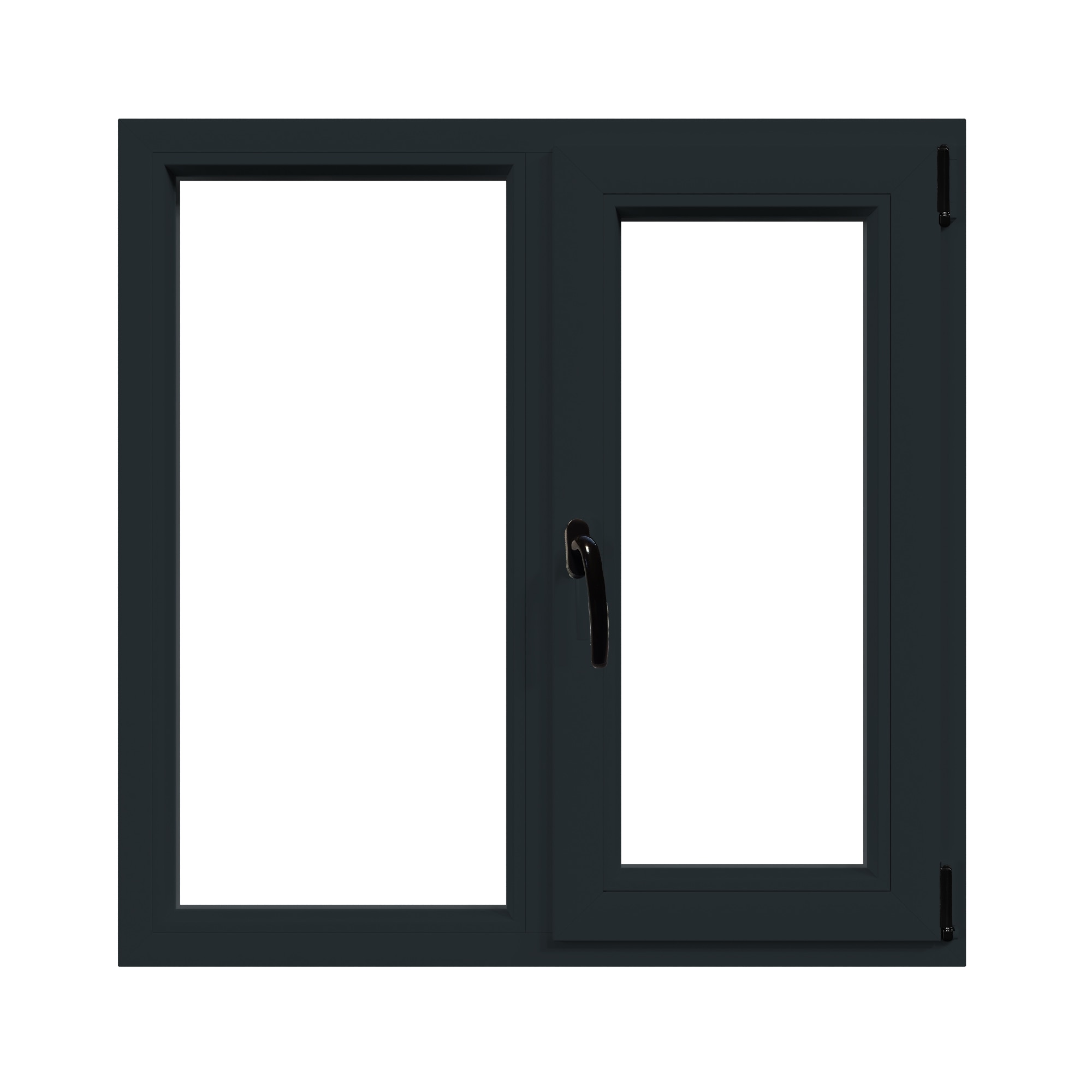 Fereastra termopan APLAST, PVC, 6 camere, 100 x 100 cm, deschidere oscilobatanta dreapta, gri antracit