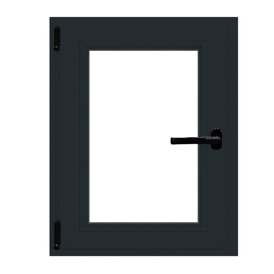 Fereastra termopan PVC, geam Float + Low-E, gri, 6 camere, 116 x 76 cm, stanga, dubla deschidere, oscilobatanta Aplast