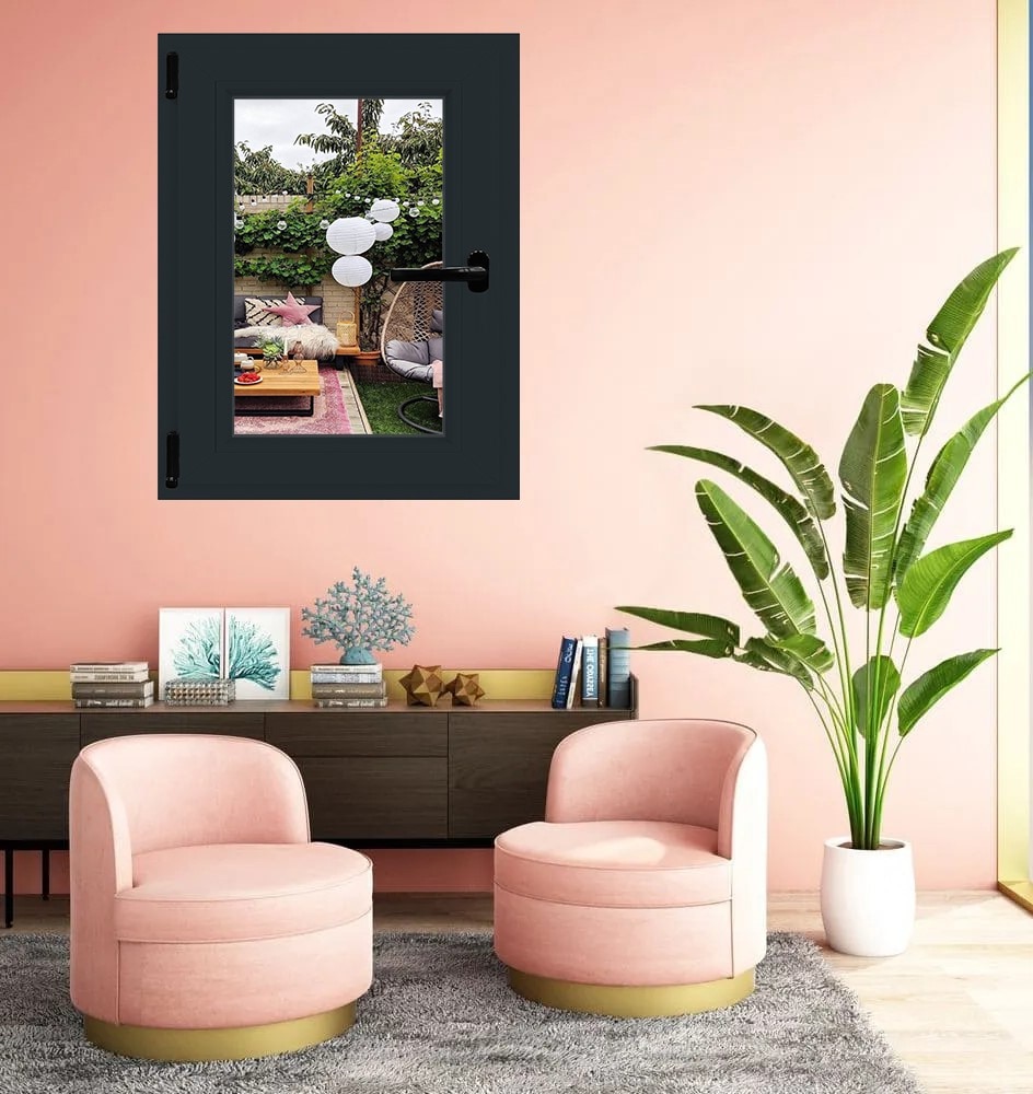 Fereastra termopan PVC, geam Float + Low-E, gri, 6 camere, 116 x 76 cm, stanga, dubla deschidere, oscilobatanta Aplast