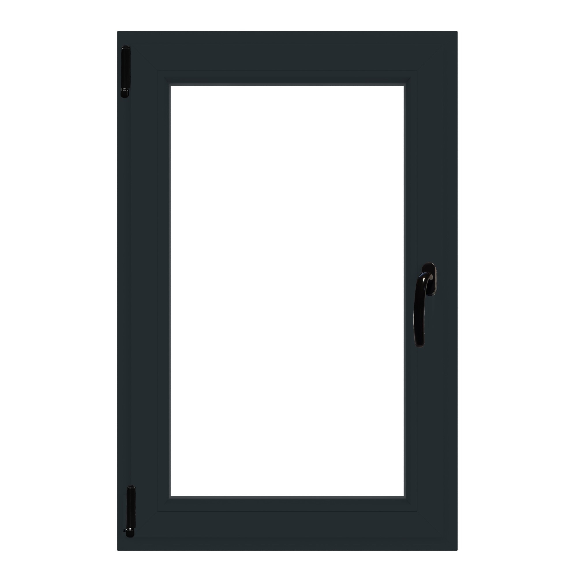 Fereastra termopan PVC, geam Float + Low-E, gri, 6 camere, 116 x 86 cm, stanga, dubla deschidere, oscilobatanta Aplast