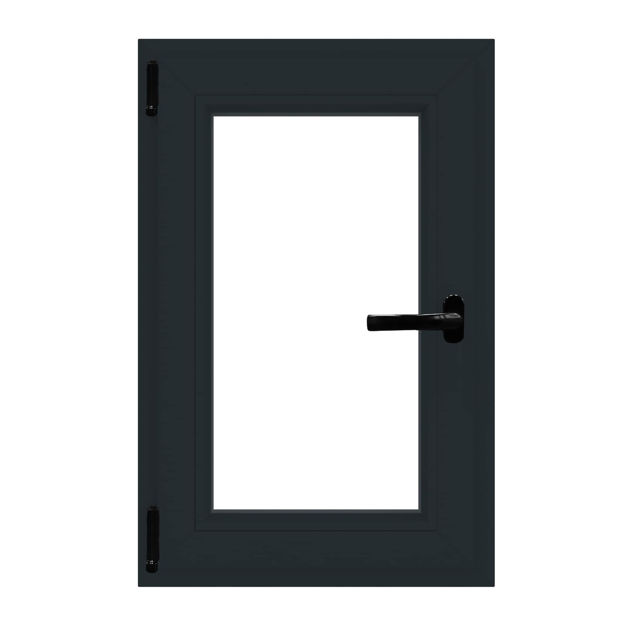 Fereastra termopan PVC, geam Float + Low-E, gri, 6 camere, 86 x 56 cm, stanga, dubla deschidere, oscilobatanta Aplast