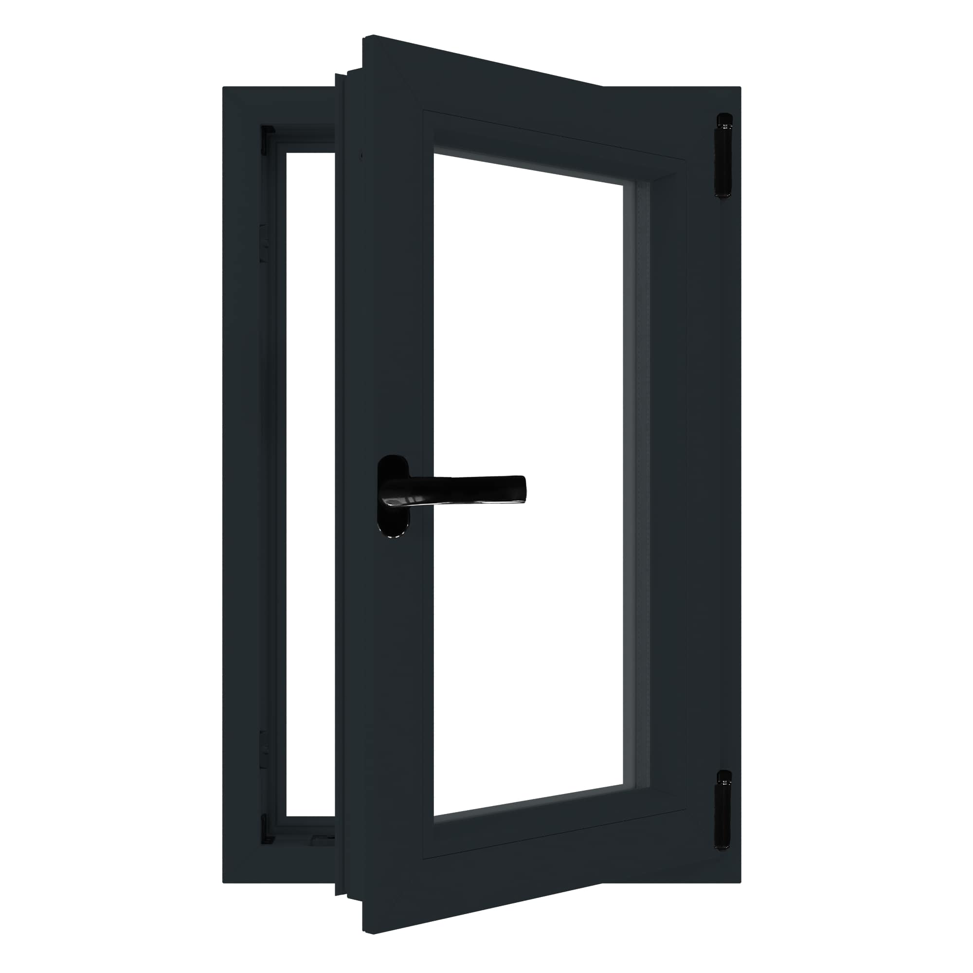Fereastra termopan PVC, geam Float + Low-E, gri, 6 camere, 116 x 76 cm, dreapta, dubla deschidere, oscilobatanta  Aplast