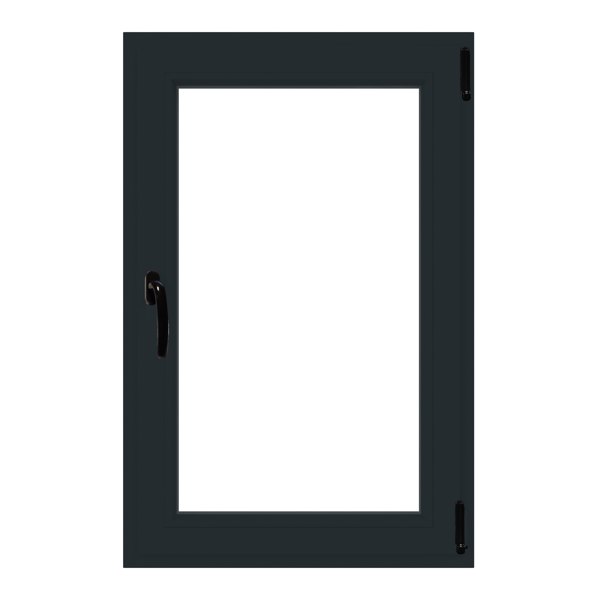 Fereastra termopan PVC, geam Float + Low-E, gri, 6 camere, 116 x 86 cm, dreapta, dubla deschidere, oscilobatanta  Aplast