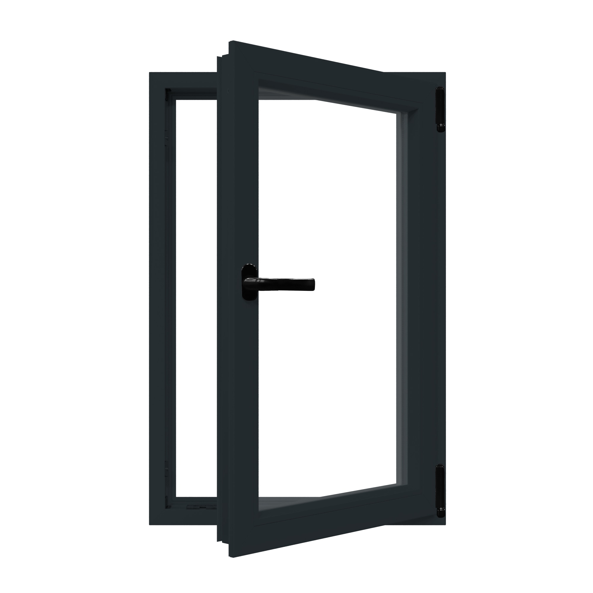 Fereastra termopan PVC, geam Float + Low-E, gri, 6 camere, 116 x 86 cm, dreapta, dubla deschidere, oscilobatanta  Aplast