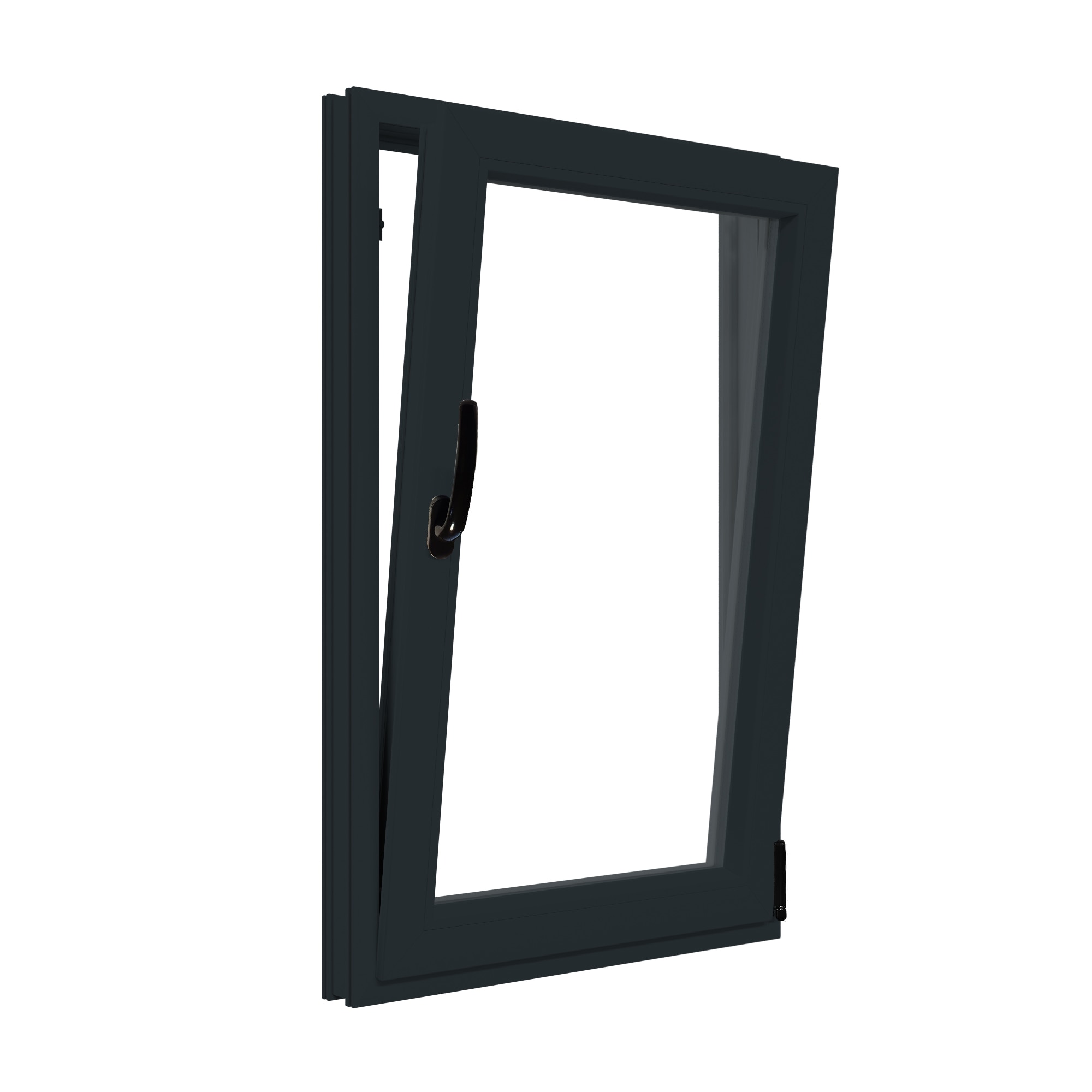 Fereastra termopan PVC, geam Float + Low-E, gri, 6 camere, 116 x 86 cm, dreapta, dubla deschidere, oscilobatanta  Aplast