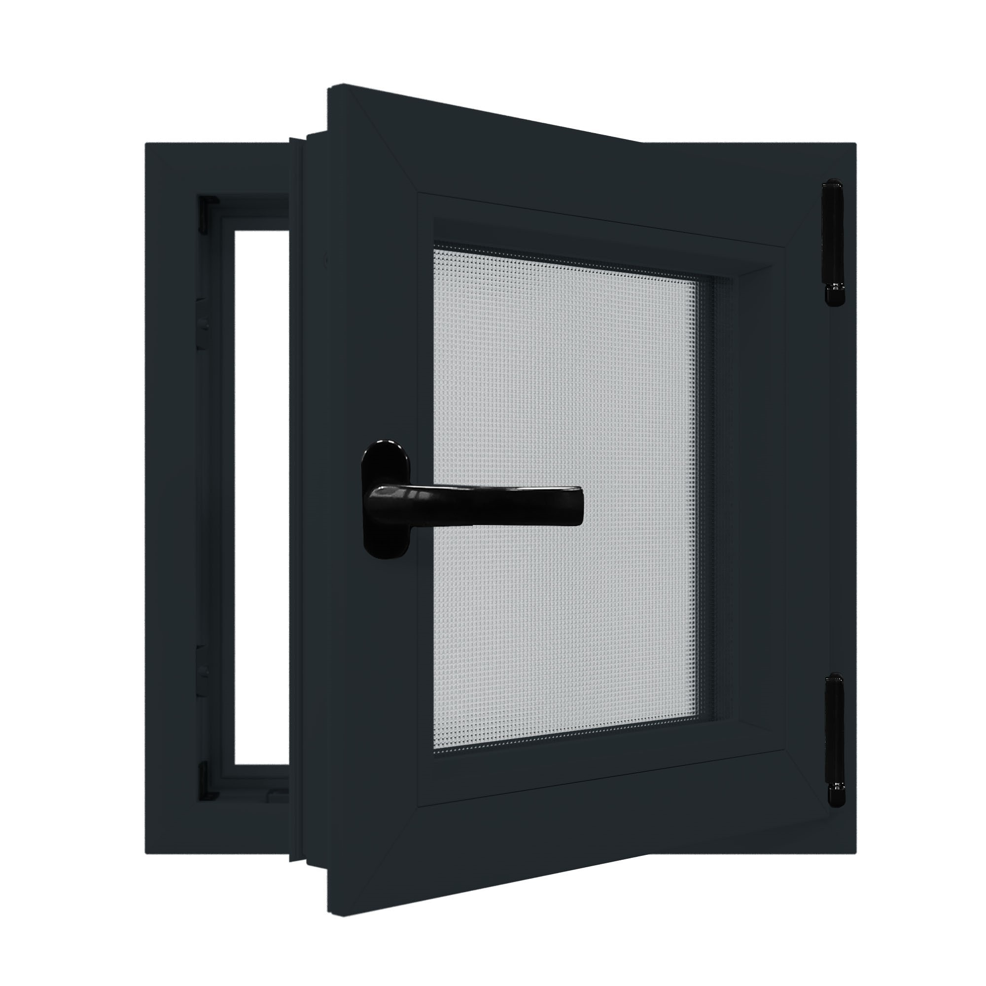 Fereastra termopan PVC, geam Float + Low-E, gri, 6 camere, 56 x 56 cm, dreapta, dubla deschidere, oscilobatanta  Aplast