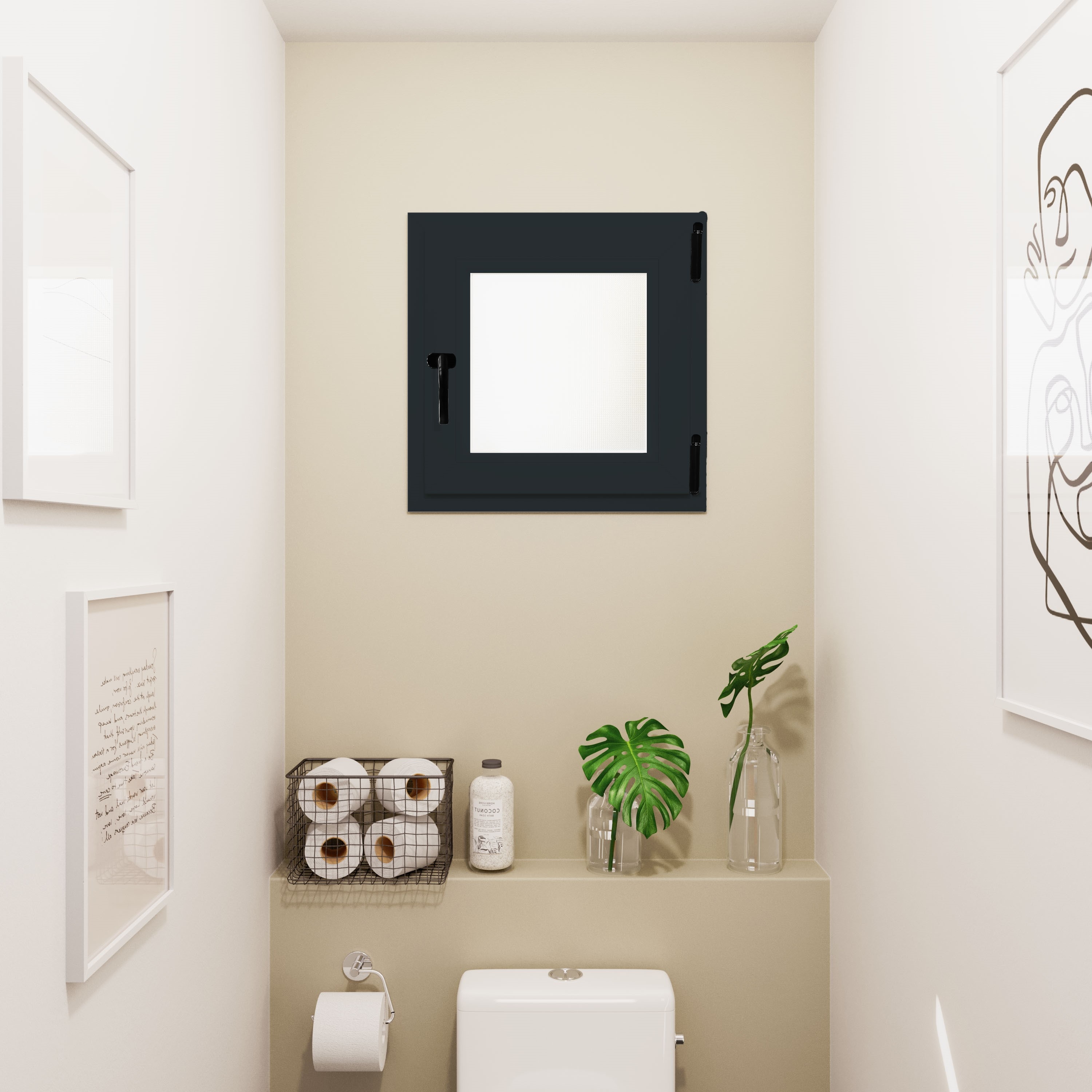 Fereastra termopan PVC, geam Float + Low-E, gri, 6 camere, 56 x 56 cm, dreapta, dubla deschidere, oscilobatanta  Aplast