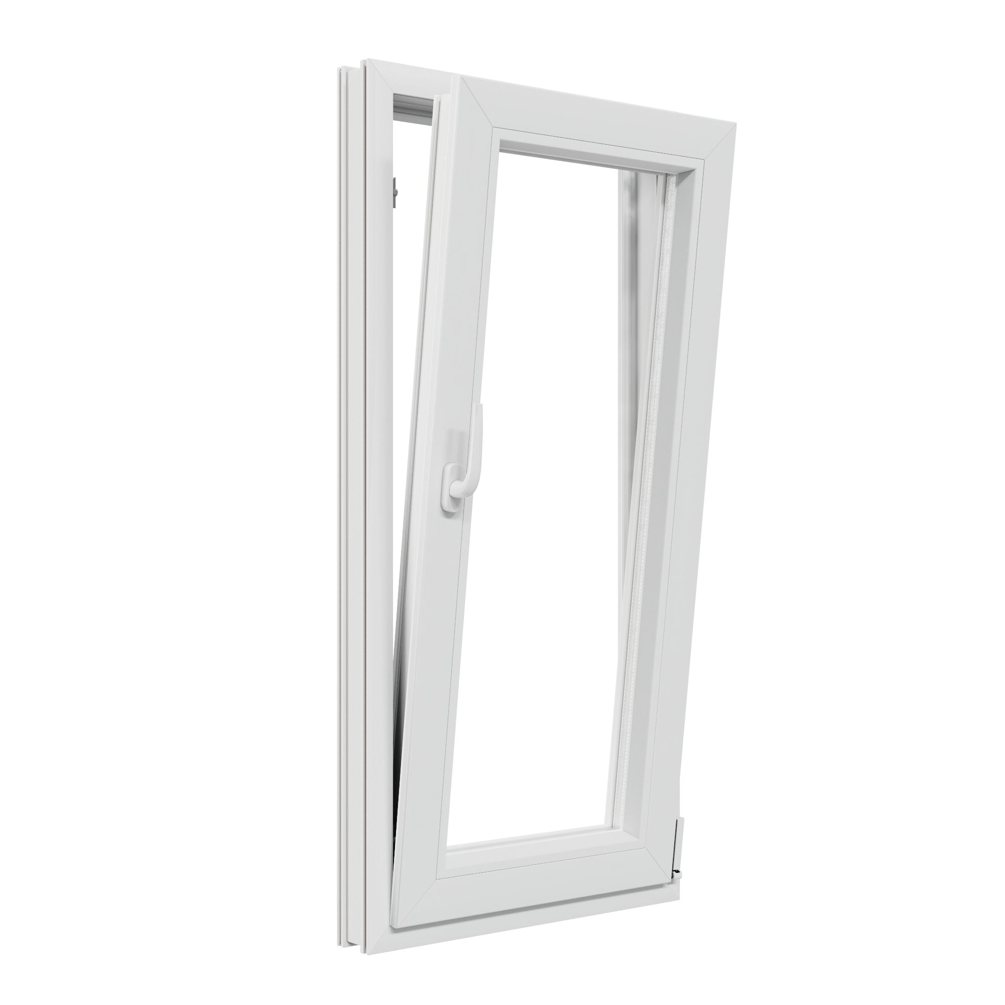 Fereastra termopan PVC, geam Float + Low-E, alb, 4 camere, 56 x 116 cm, dreapta, dubla deschidere, oscilobatanta • Aplast