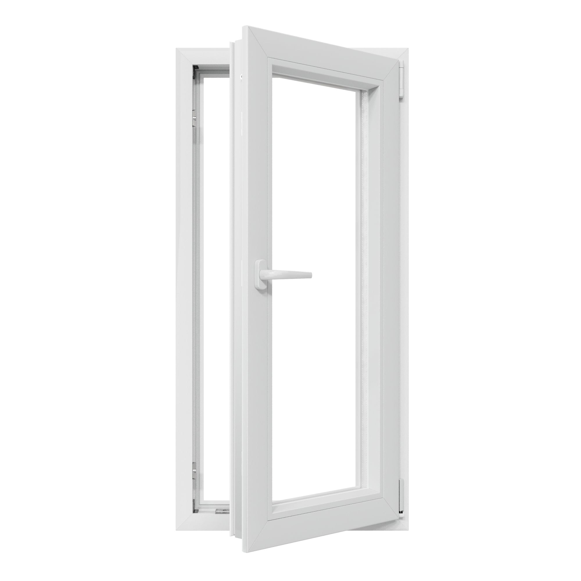 Fereastra termopan PVC, geam Float + Low-E, alb, 4 camere, 56 x 116 cm, dreapta, dubla deschidere, oscilobatanta • Aplast