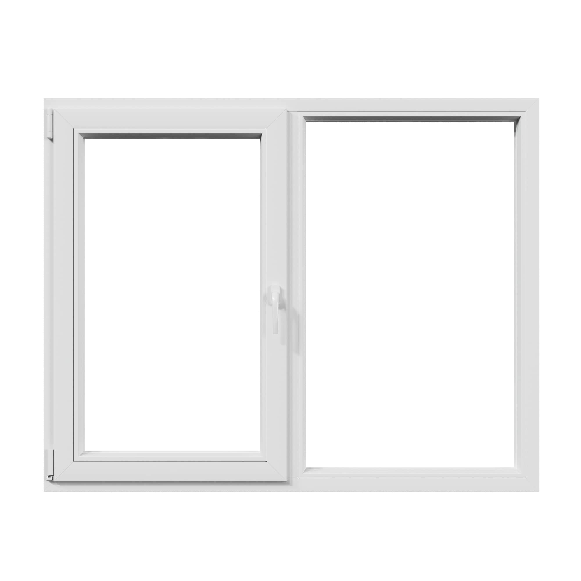 Fereastra termopan PVC, geam Float + Low-E, alb, 4 camere, 136 x 116 cm, stanga, dubla deschidere, fixa + oscilobatanta • Aplast