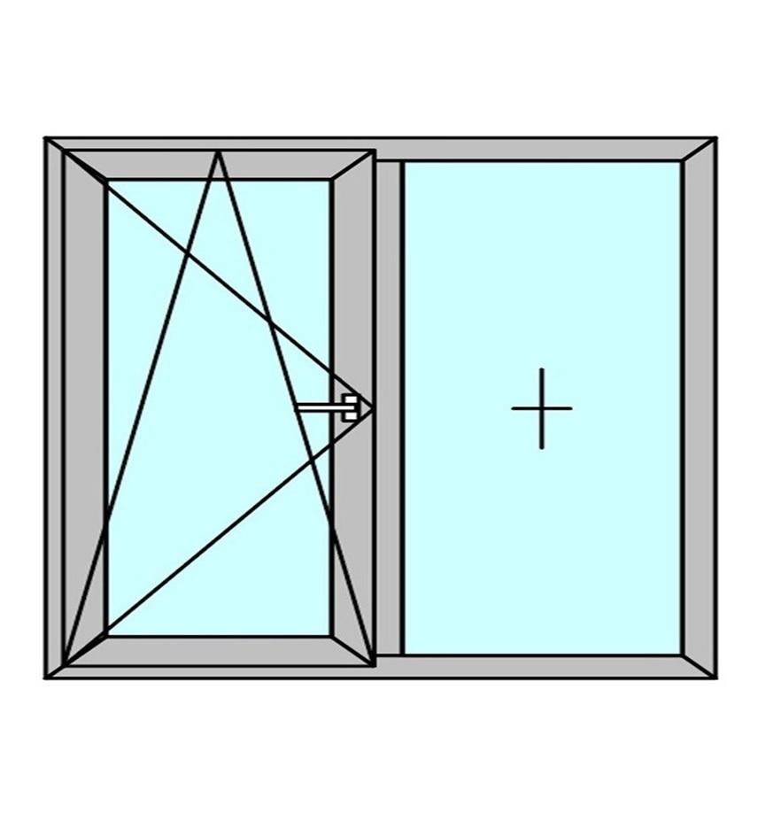 Fereastra termopan PVC, geam Float + Low-E, alb, 4 camere, 136 x 116 cm, stanga, dubla deschidere, fixa + oscilobatanta • Aplast