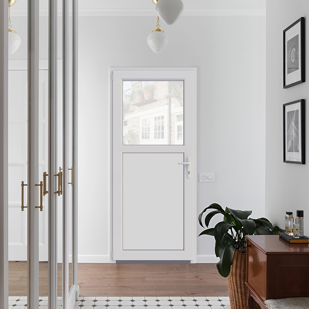 Usa exterior APLAST, cu geam, dreapta, PVC, 4 C, 2/3, 88 x 180 cm, alb