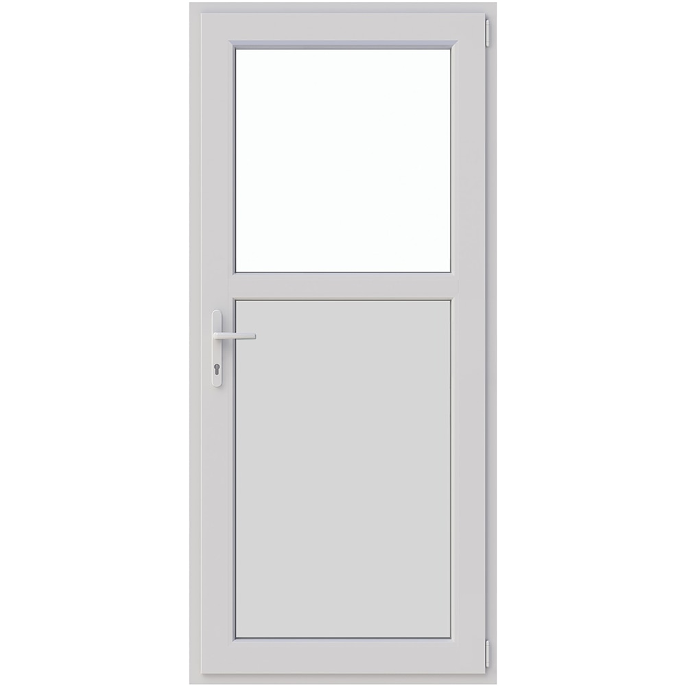 Usa exterior APLAST, cu geam, stanga, PVC, 88 x 180 cm, alb