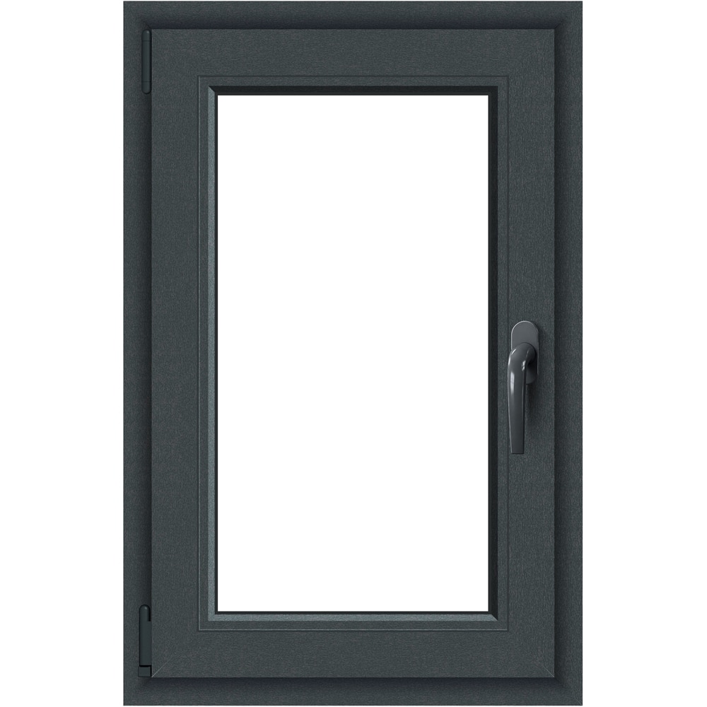 Fereastra termopan APLAST, PVC, 5 camere, 56 x 86 cm, deschidere oscilobatanta stanga, gri antracit