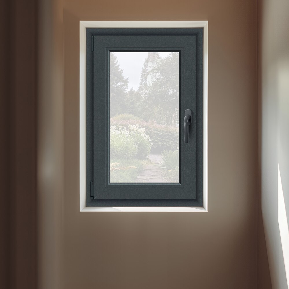 Fereastra termopan APLAST, PVC, 5 camere, 56 x 86 cm, deschidere oscilobatanta stanga, gri antracit