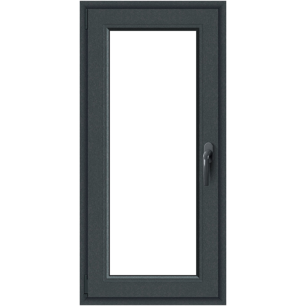 Fereastra termopan APLAST, PVC, 5 camere, 56 x 116 cm, deschidere oscilobatanta stanga, gri antracit